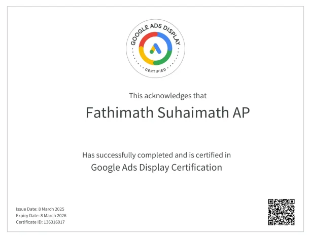 This acknowledges that Fathimath Suhaimath AP-1